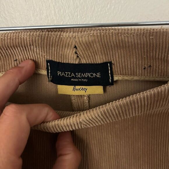 Piazza Sempione Tan Corduroy Womens Cropped Pants Size EU 44 US 10 Side Zipper - Picture 6 of 8